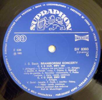 2LP/Set di cofanetti Johann Sebastian Bach: Braniborské Koncerty