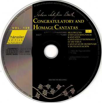 2CD Johann Sebastian Bach: Congratulatory And Hommage Cantatas (BWV 30a, 36c, 36b, 134a, 173a)