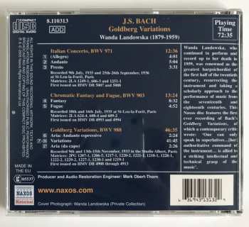CD Johann Sebastian Bach: Goldberg Variations, Italian Concerto, Chromatic Fantasy And Fugue