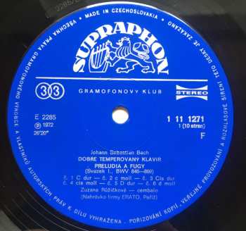5LP/Set di cofanetti Johann Sebastian Bach: Dobře Temperovaný Klavír (5xLP + BOX + BOOKLET)