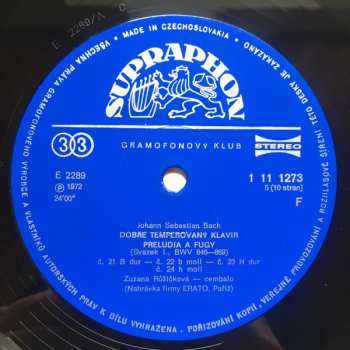 5LP/Set di cofanetti Johann Sebastian Bach: Dobře Temperovaný Klavír (5xLP + BOX + BOOKLET)