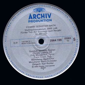 3LP/Set di cofanetti Johann Sebastian Bach: Weihnachtsoratorium BWV 248