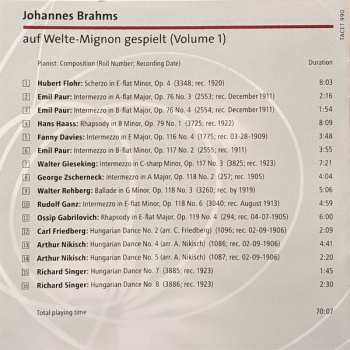CD Johannes Brahms: Auf Welte-Mignon Gespielt Von ...