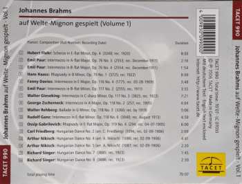 CD Johannes Brahms: Auf Welte-Mignon Gespielt Von ...
