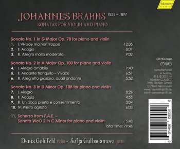 CD Johannes Brahms: Sonatas For Violin And Piano