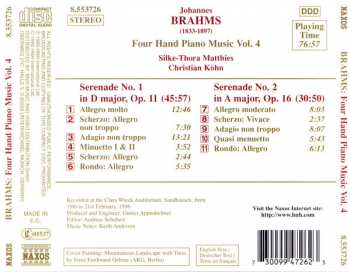CD Johannes Brahms: Four Hand Piano Music Vol. 4 - Serenades Nos. 1 and 2