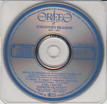 CD Johannes Brahms: Klarinettenquintett Op. 115
