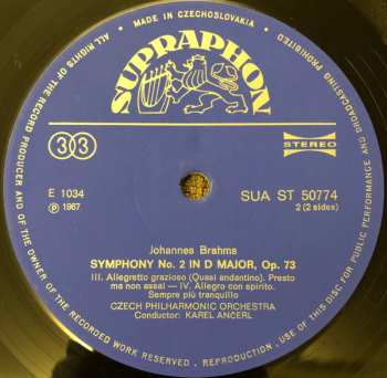 LP The Czech Philharmonic Orchestra: Symphony No. 2