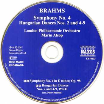 CD Johannes Brahms: Symphony No. 4 / Hungarian Dances Nos. 2 And 4-9 