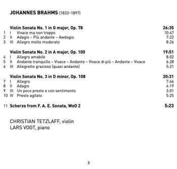 CD Johannes Brahms: The Violin Sonatas
