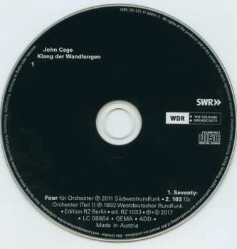 3CD/Set di cofanetti John Cage: Klang Der Wandlungen LTD