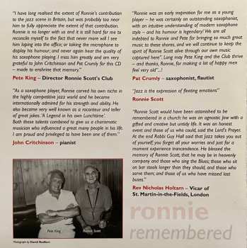 CD John Critchinson: Ronnie Remembered - A Tribute To Ronnie Scott