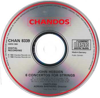 CD Cantilena: Six Concertos For Strings