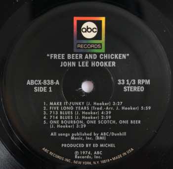 LP John Lee Hooker: Free Beer And Chicken