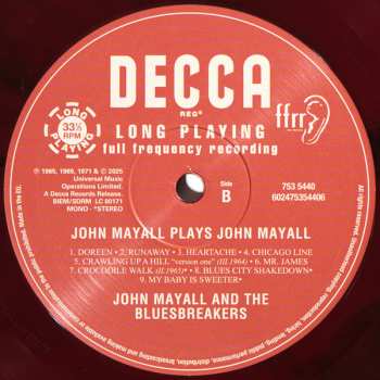 LP John Mayall: John Mayall Plays John Mayall (Recorded Live At Klooks Kleek!) CLR
