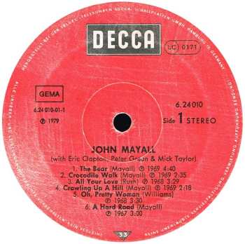 LP John Mayall: John Mayall With Peter Green, Eric Clapton & Mick Taylor