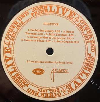 4LP/Set di cofanetti John Prine: Live At The Other End Dec. 1975 LTD