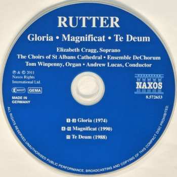 CD John Rutter: Gloria / Magnificat / Te Deum