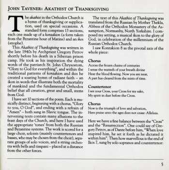 CD John Tavener: Akathist Of Thanksgiving