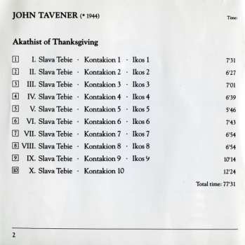 CD John Tavener: Akathist Of Thanksgiving