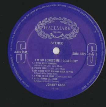 LP Johnny Cash: I'm So Lonesome I Could Cry