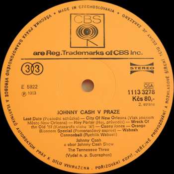 LP Johnny Cash: Koncert V Praze (In Prague Live)