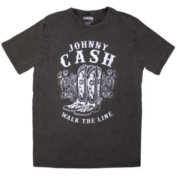 Merch Johnny Cash: Stone Wash Maglietta Walk The Line Boots
