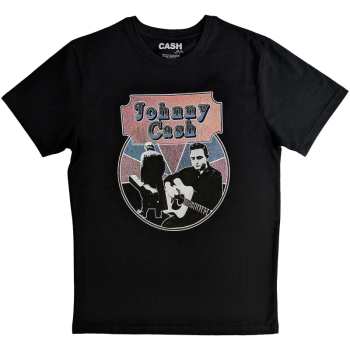 Merce Johnny Cash: Johnny Cash Unisex T-shirt: Walking Guitar & Front On (small) S