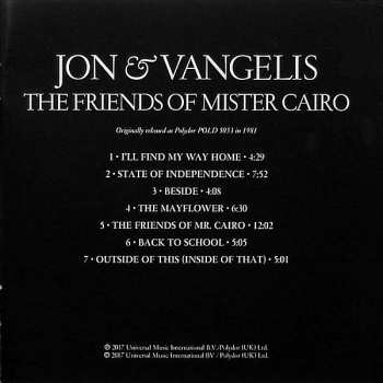 CD Jon & Vangelis: The Friends Of Mister Cairo DIGI