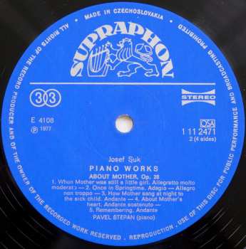 2LP/Set di cofanetti Josef Suk: Piano Works