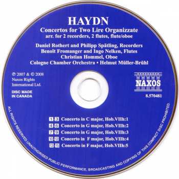 CD Joseph Haydn: Concertos For Two Lire Organizzate