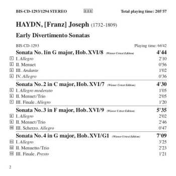 3CD Joseph Haydn: Early Divertimento Sonatas
