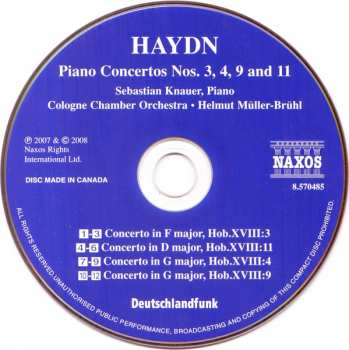 CD Joseph Haydn: Piano Concertos Nos. 3, 4, 9 And 11