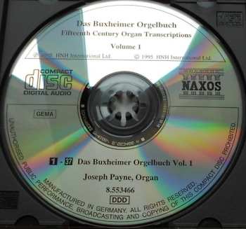 CD Joseph Payne: Das Buxheimer Orgelbuch = The Buxheim Organ Book  - Volume 1 (Fifteenth Century Organ Transcriptions)