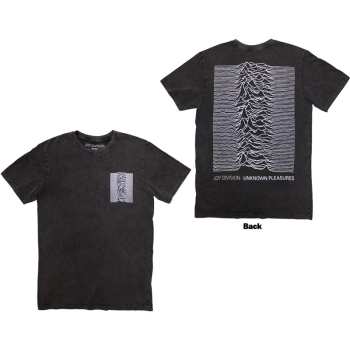 Merce Joy Division: Joy Division Unisex Stone Wash T-shirt: Pulsar Pocket Wave (back Print) (small) S