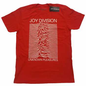 Merch Joy Division: Maglietta Unknown Pleasures White On Red 