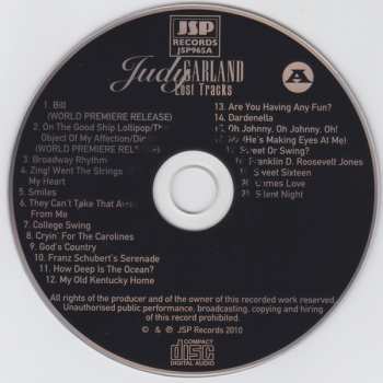 4CD/Set di cofanetti Judy Garland: Lost Tracks 1929 - 1959