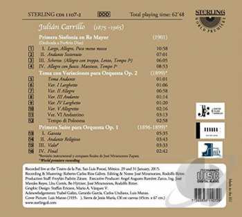 CD Julian Carrillo: Primera Sinfonia En Re Mayor / Tema Con Variaciones Para Orquesta Op. 2 / Primera Suite Para Orquesta Op. 1