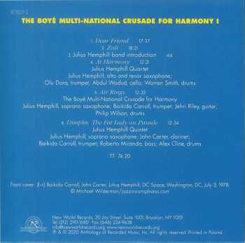 7CD/Set di cofanetti Julius A Hemphill: The Boyé Multi-National Crusade For Harmony (Archival Recordings (1977-2007))
