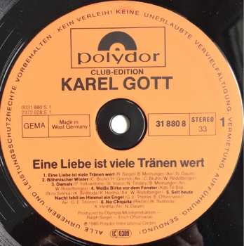 LP Karel Gott: Eine Liebe Ist Viele Tränen Wert