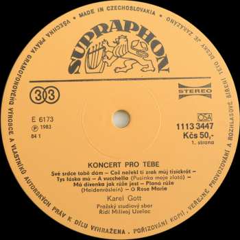 LP Karel Gott: Koncert Pro Tebe - Just For You
