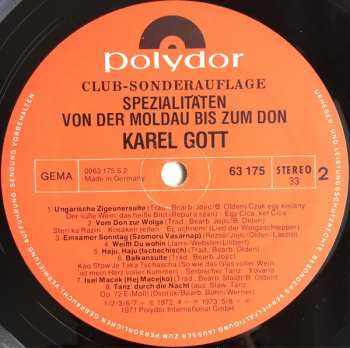 LP Karel Gott: Spezialitäten Von Der Moldau Bis Zum Don