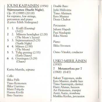 CD Karita Mattila: Kaipainen, Merilainen, Nielsen Etc.