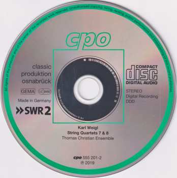 CD Thomas Christian Ensemble: String Quartets 7 & 8