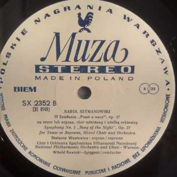 LP The National Warsaw Philharmonic Orchestra: Stabat Mater. Symphony No. 3