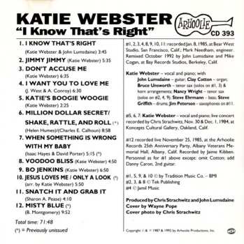 CD Katie Webster: "I Know That's Right" (Solo & With Hot Links)
