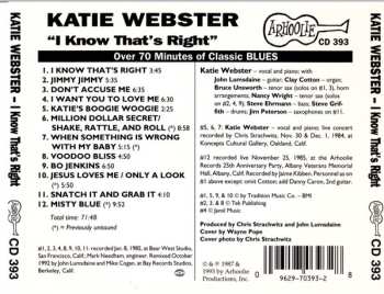 CD Katie Webster: "I Know That's Right" (Solo & With Hot Links)