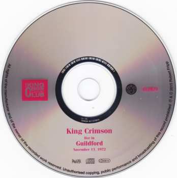 CD King Crimson: Live In Guildford (November 13, 1972)