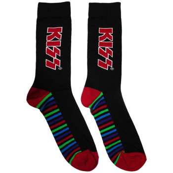 Merch Kiss: Calzini alla caviglia Red Logo Kiss & Stripes