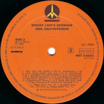 LP Kris Kristofferson: Spooky Lady's Sideshow